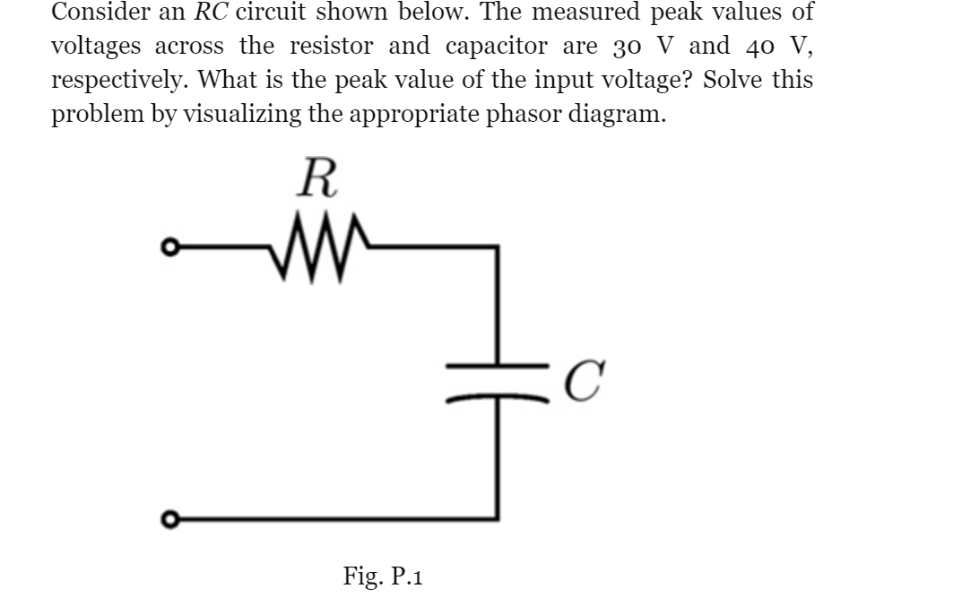 Solved Consider An Rc Circuit Shown Below The Measured Peak Chegg