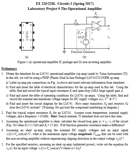 Solved: Obtain The Datasheet For An LM741 Operational Ampl... | Chegg.com