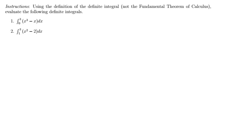 Solved Using The Definition Of The Definite Integral Not Chegg