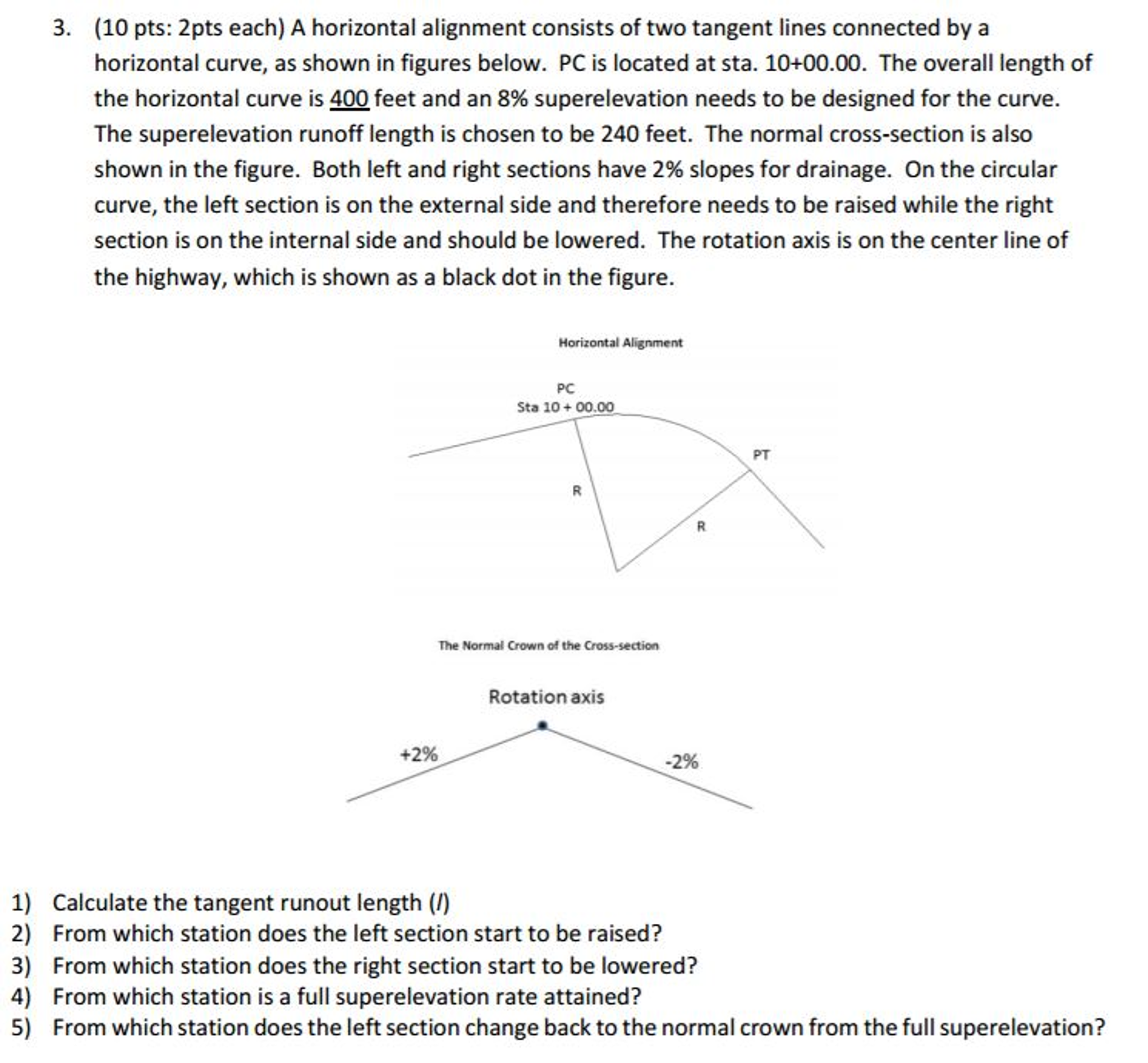A Horizontal Alignment Consists Of Two Tangent Lin...