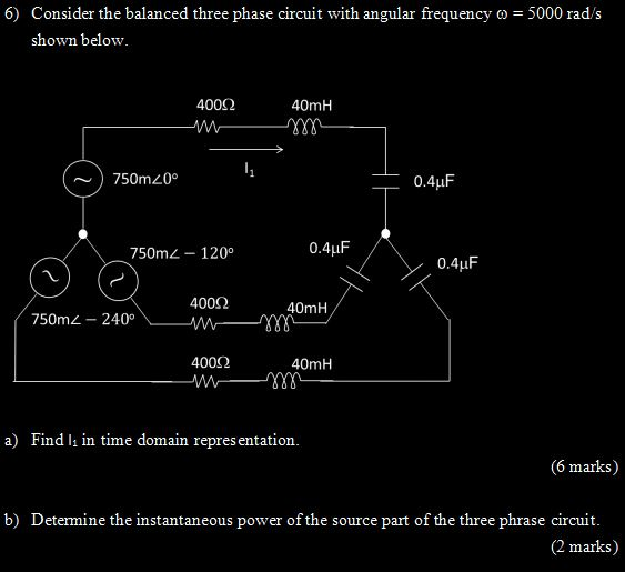 Solved Consider The Balanced Three Phase Circuit With Chegg