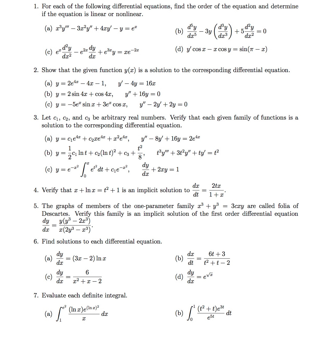 Solved For Each Of The Following Differential Equations Chegg