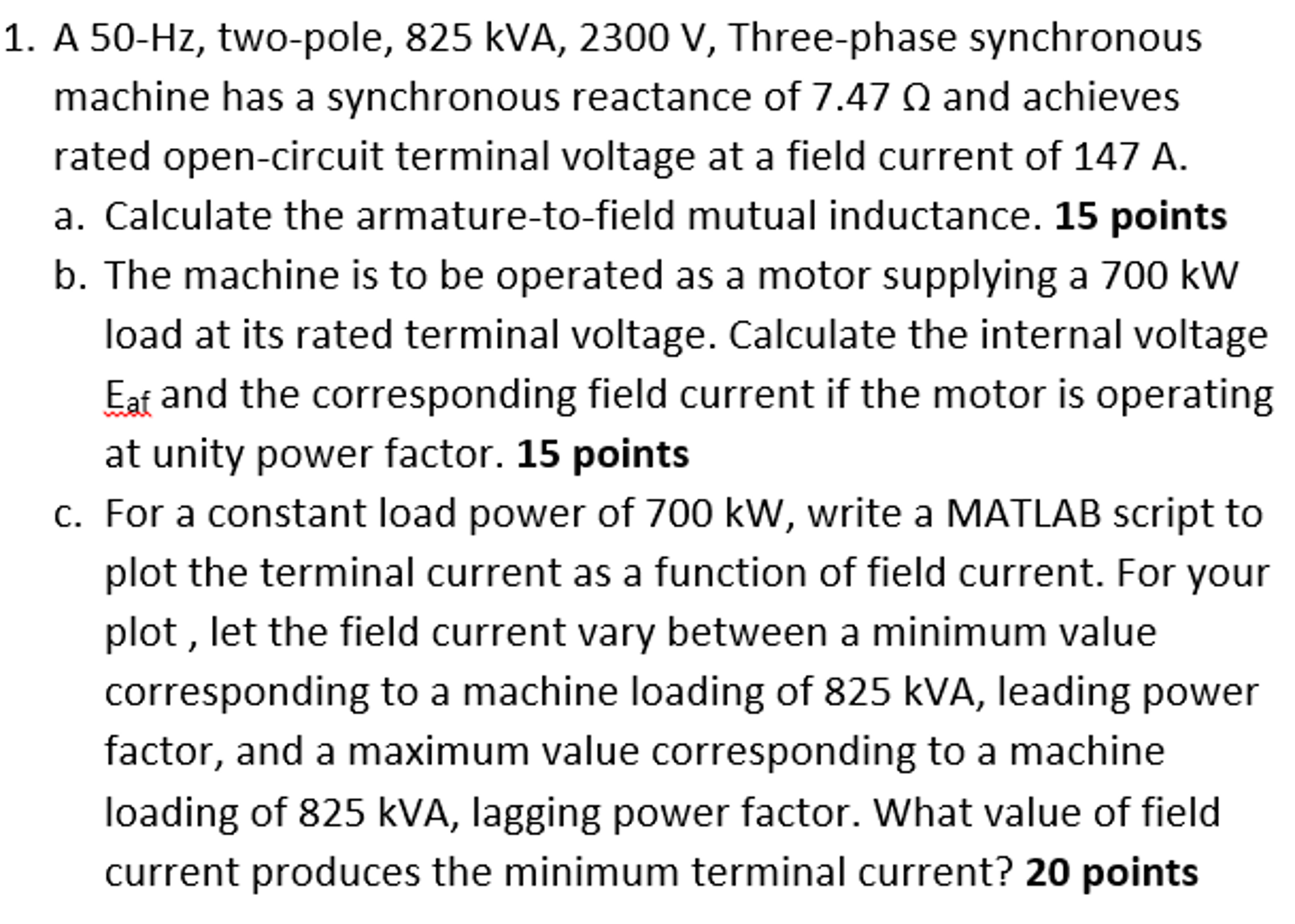 A Hz Two Pole Kva V Three Phase Chegg