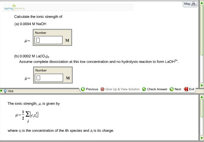 Solved Map Deb A Pling Calculate The Ionic Strength Of A Chegg