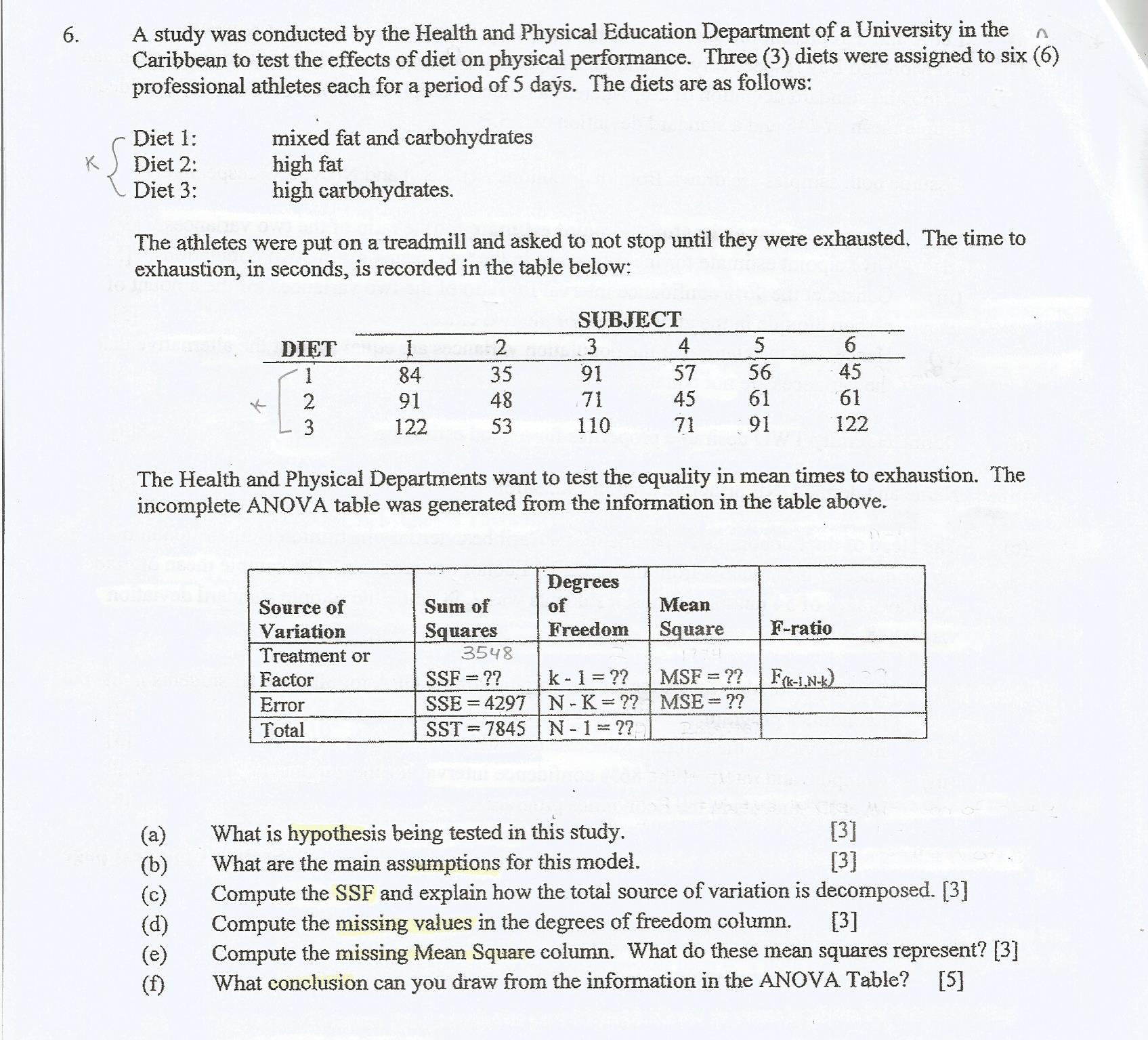 Solved A Study Was Conducted By The Health And Physical Chegg