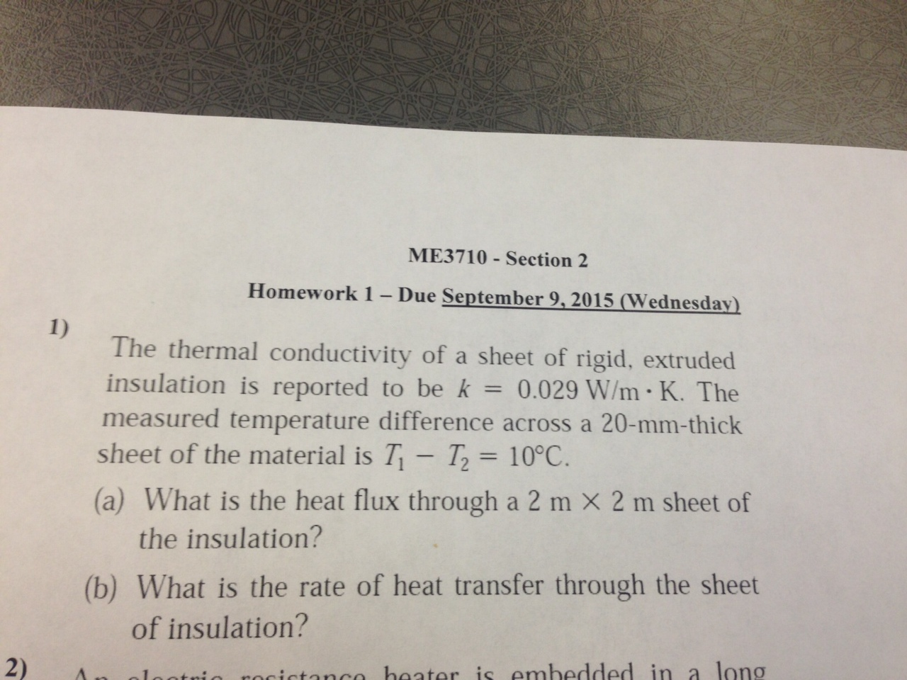 Solved The Thermal Conductivity Of A Sheet Of Rigid Chegg