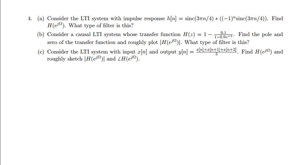 Solved A Consider The LTI System With Impulse Response H Chegg