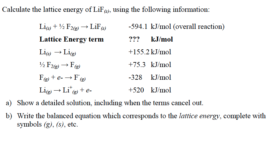 calculate lattice energy of nacl