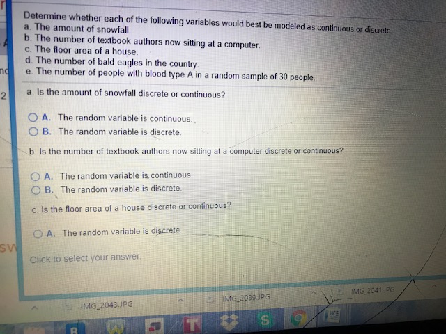 Solved Determine Whether Each Of The Following Variables Chegg