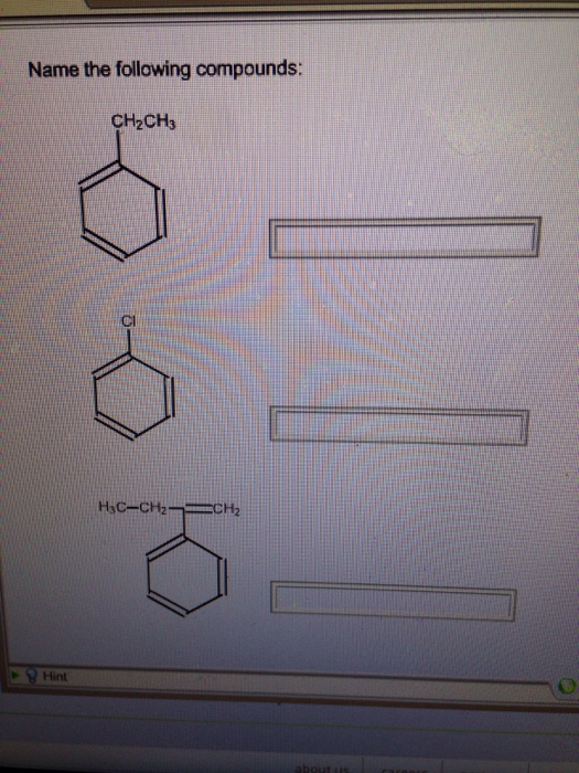 Solved Name The Following Compounds Chegg