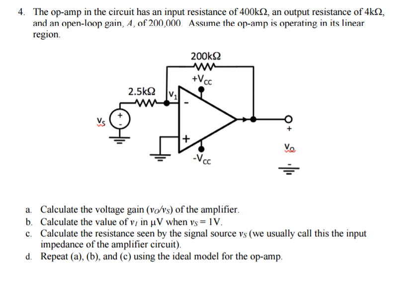 Solved The Op In The Circuit Has An Input Resistance Of Chegg