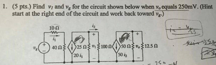 Solved Find V1 And Vg For The Circuit Shown Below When V0 Chegg