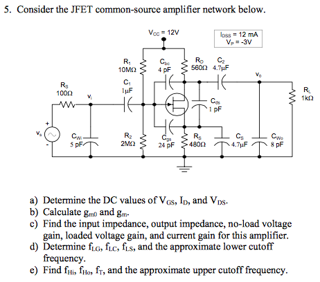 Solved Consider The JFET Common Source Amplifier Network Chegg