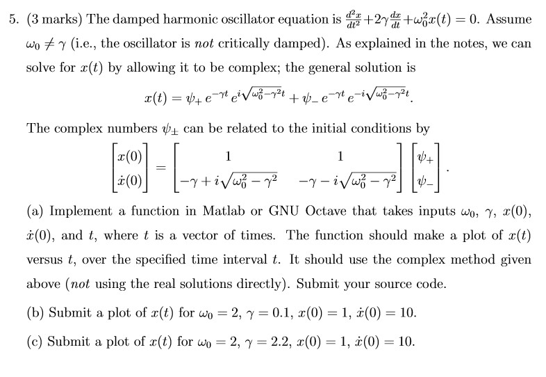 Solved Using Matlab Or Octave To Solve The Following Qn 5 Chegg