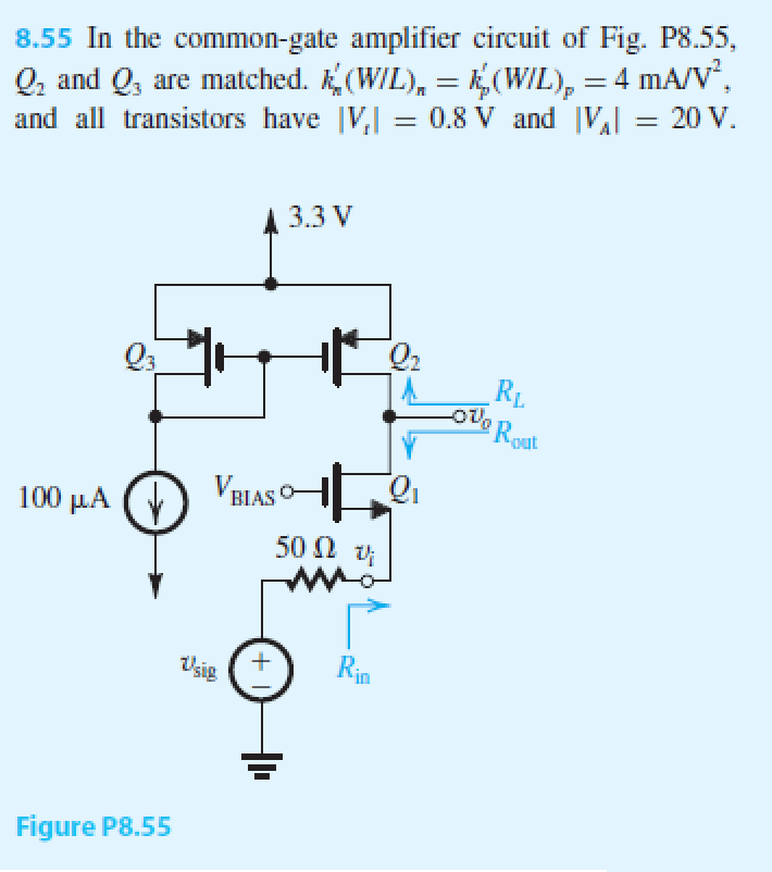 Solved In The Common Gate Amplifier Circuit Of Fig Chegg