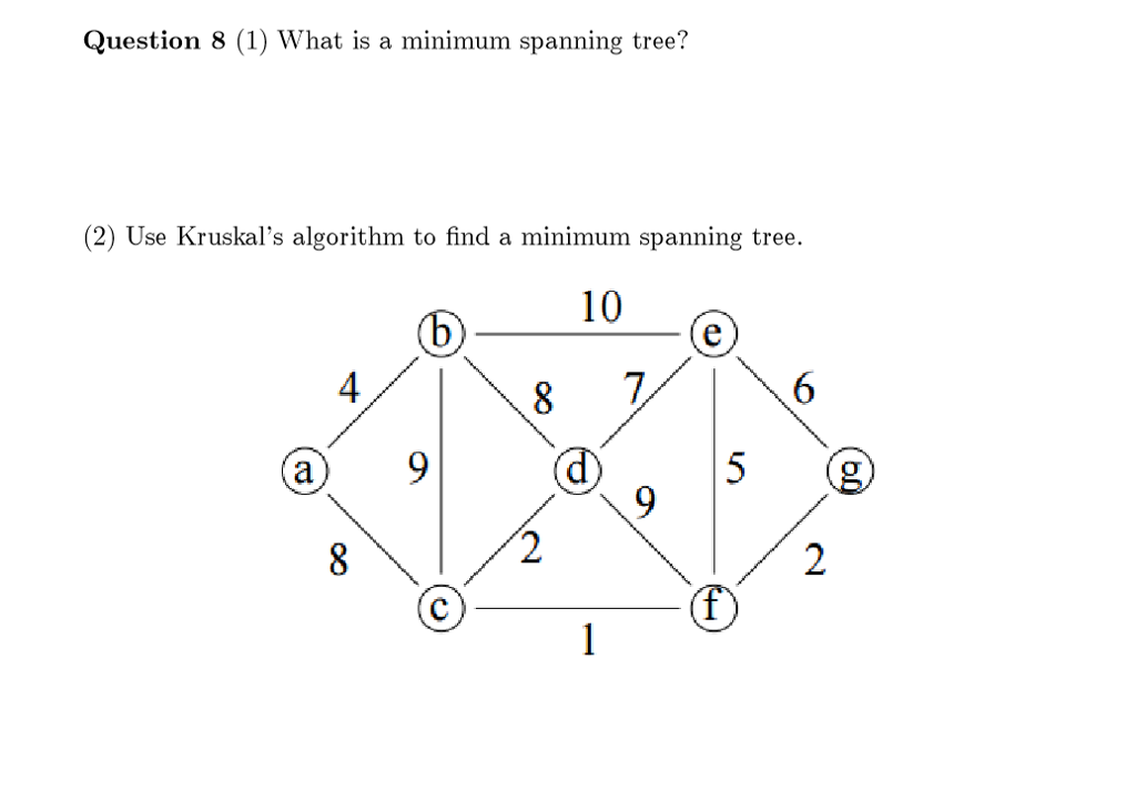 Finding The Minimum Spanning Tree Using Kruskals Algorithm Matrix Images