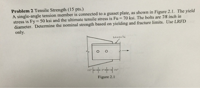 Solved A Single Angle Tension Member Is Connected To A Chegg