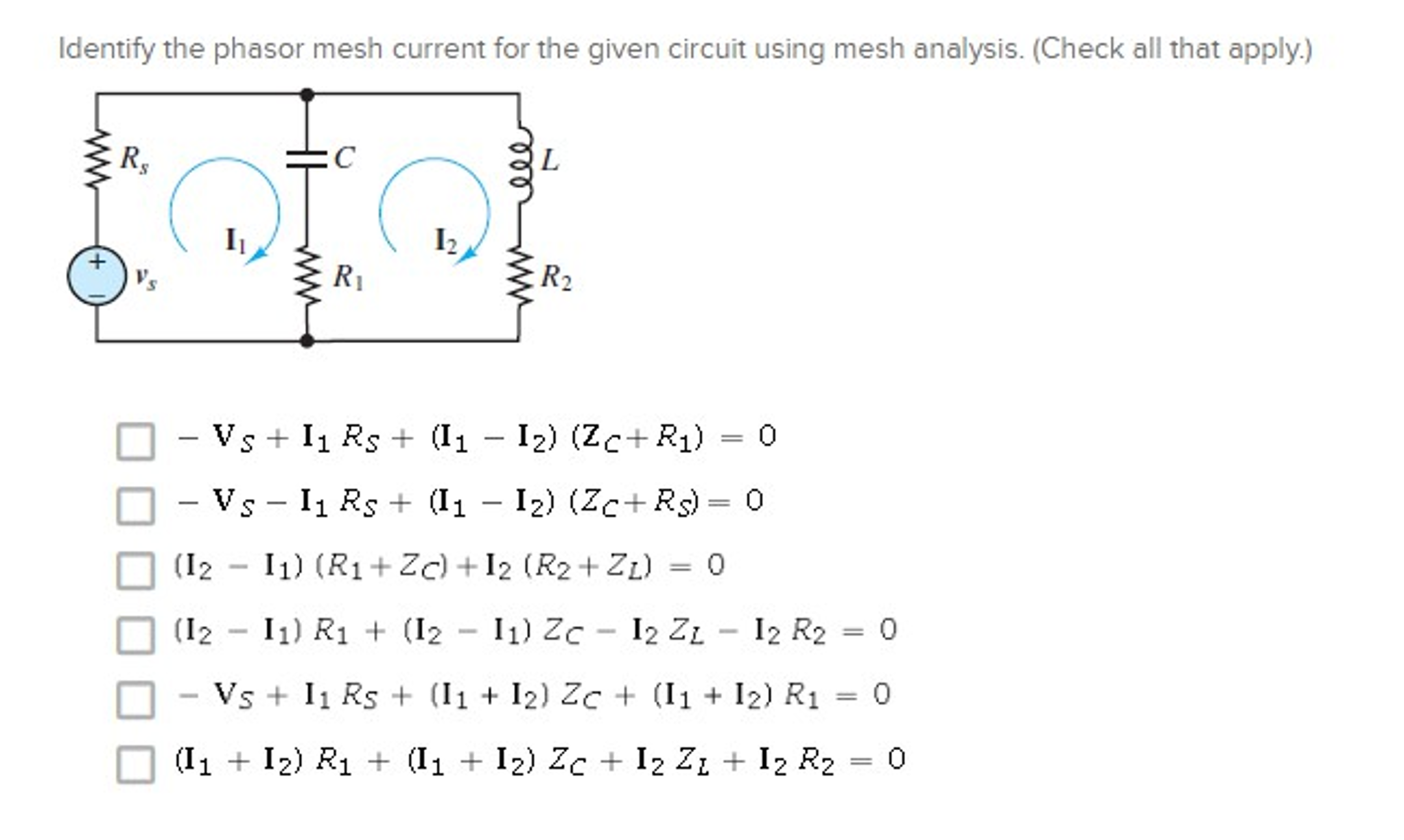 Solved Identify The Phasor Mesh Current For The Given Chegg