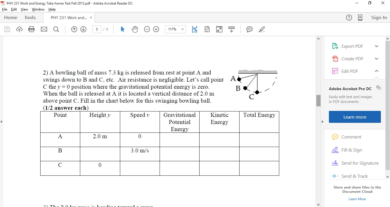 Solved A Bowling Ball Of Mass Kg Is Released From Rest Chegg