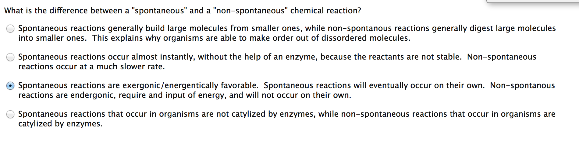 spontaneous and non spontaneous reaction