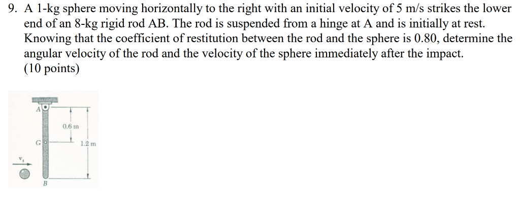 Solved 9 A I Kg Sphere Moving Horizontally To The Right Chegg