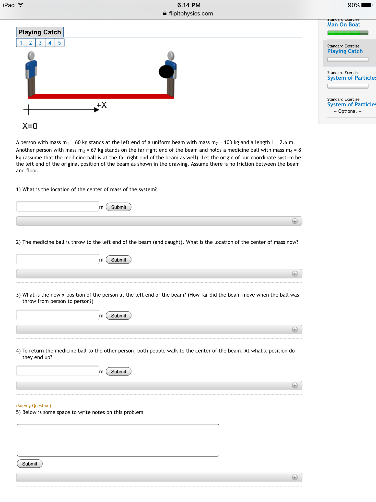 Solved A Person With Mass M Kg Stands At The Left End Chegg