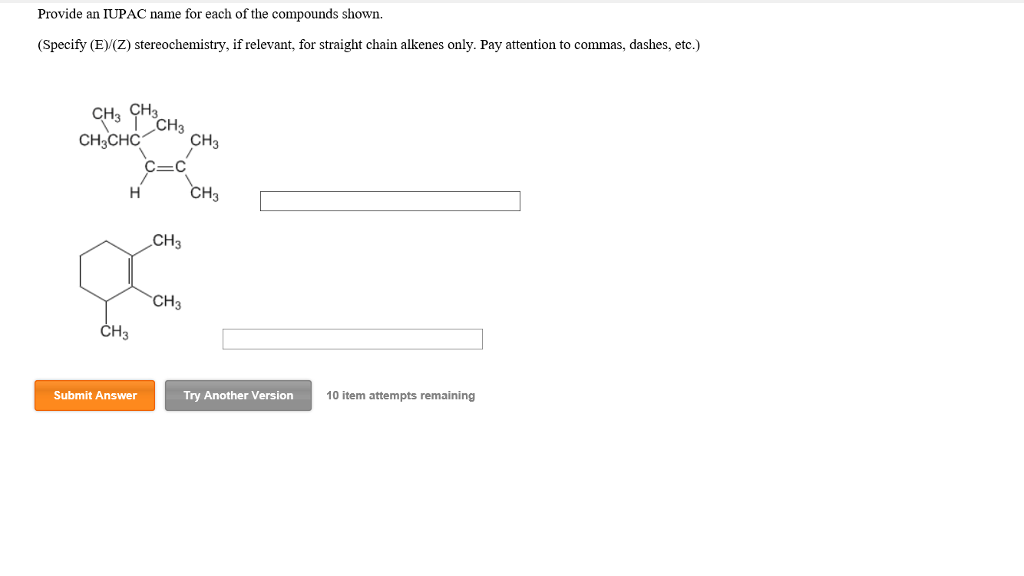 Solved Provide An Iupac Name For Each Of The Compounds Shown Chegg