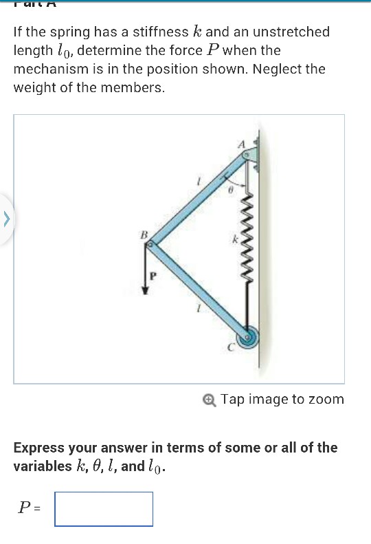 Solved If The Spring Has A Stiffness K And An Unstretched Chegg