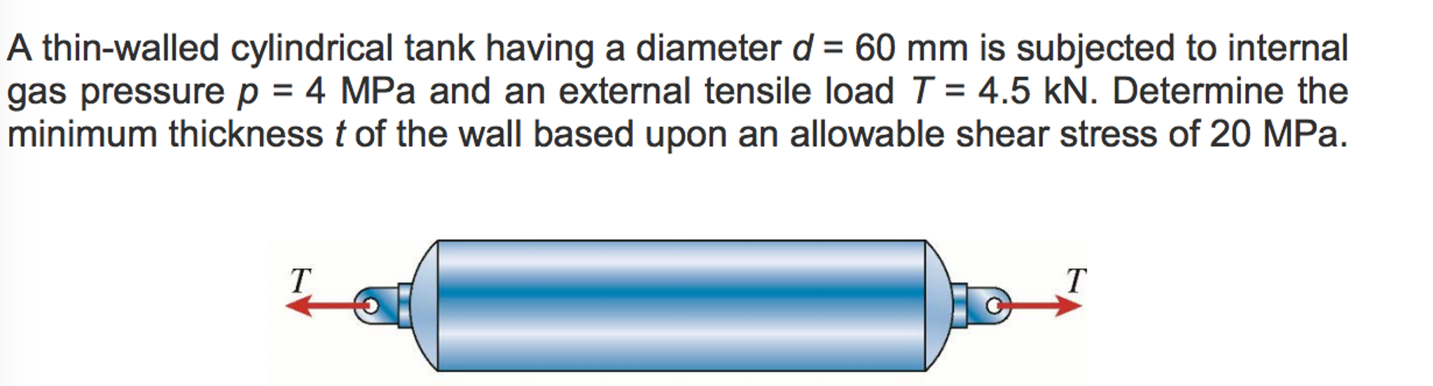 Solved A Thin Walled Cylindrical Tank Having A Diameter D Chegg