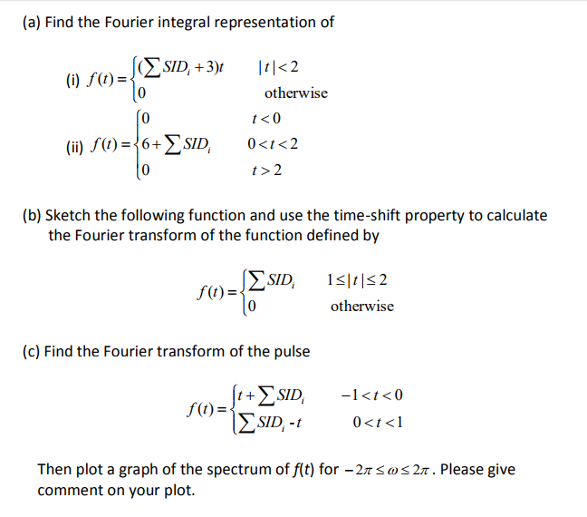 Solved A Find The Fourier Integral Representation Of Chegg