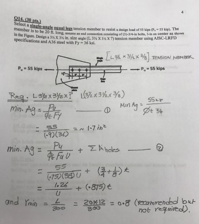 Solved Select A Single Angle Equal Legs Tension Member To Chegg