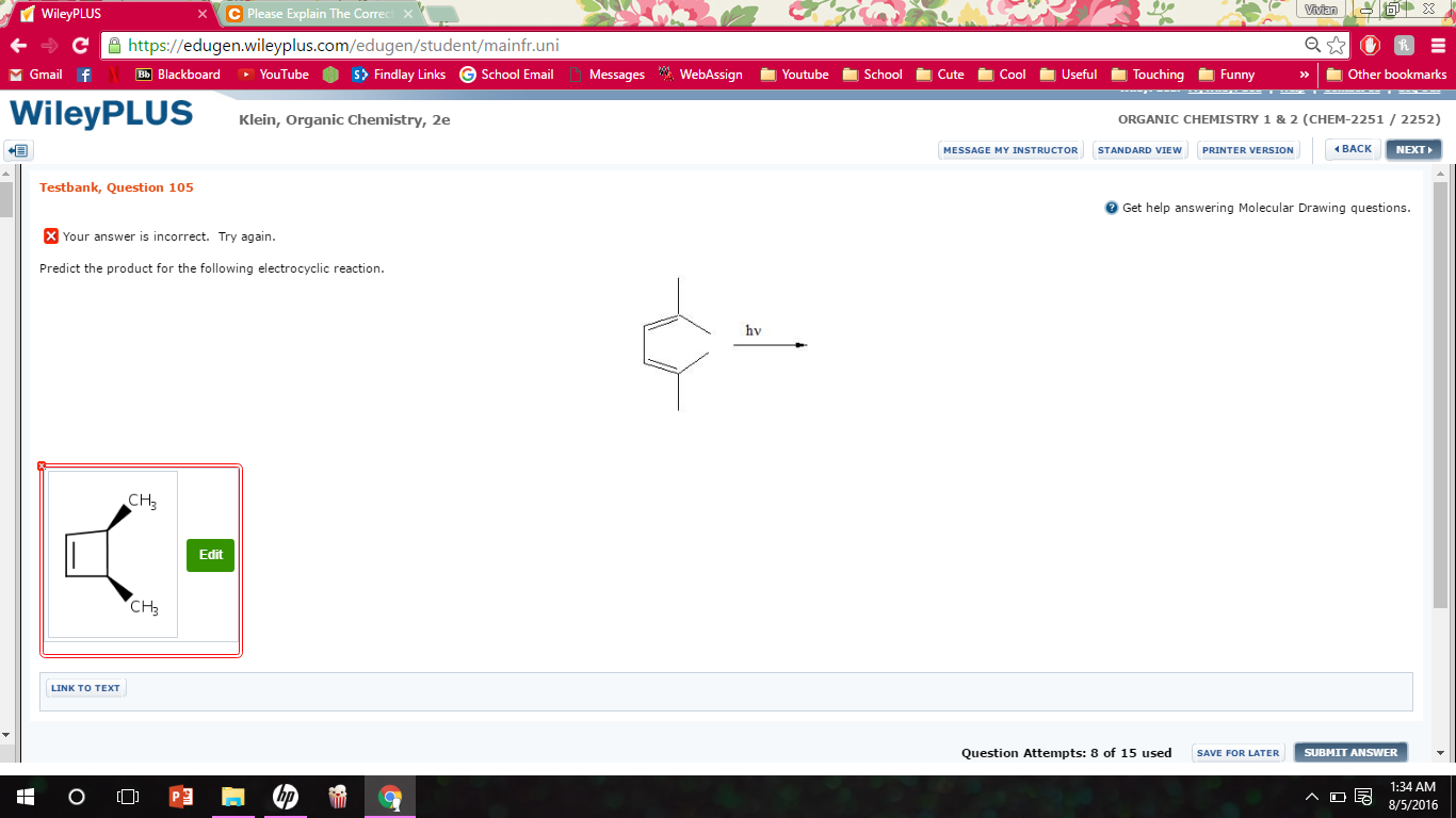 Solved Predict The Product For The Following Electrocyclic Chegg