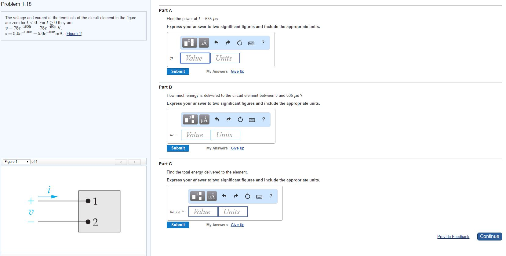 Solved The Voltage And Current At The Terminals Of The Chegg