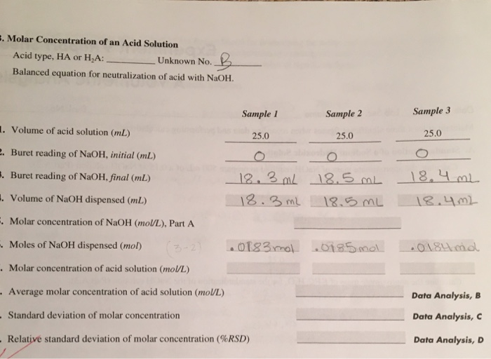Solved A Standardization Of A Sodium Hydroxide Solution Chegg 25986