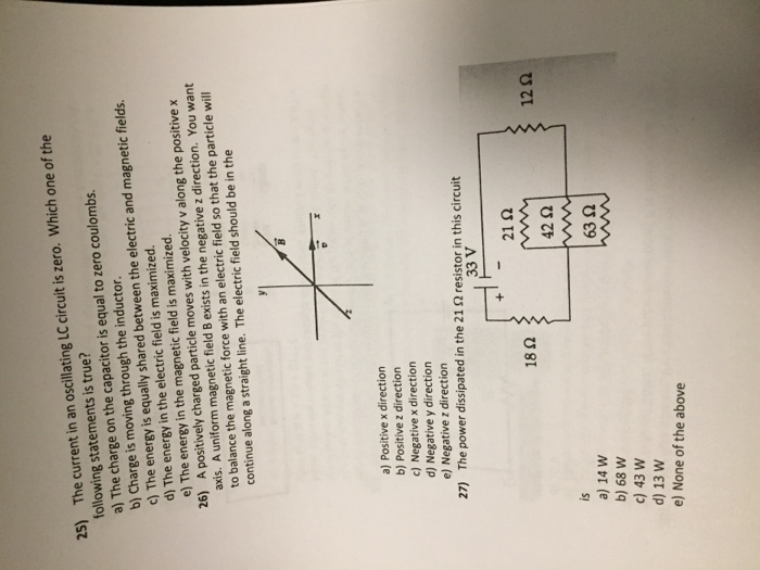 Solved The Current In An Oscillating Lc Circuit Is Zero Chegg