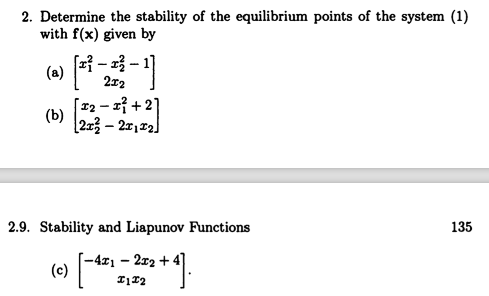 Solved 2 Determine The Stability Of The Equilibrium Points Chegg