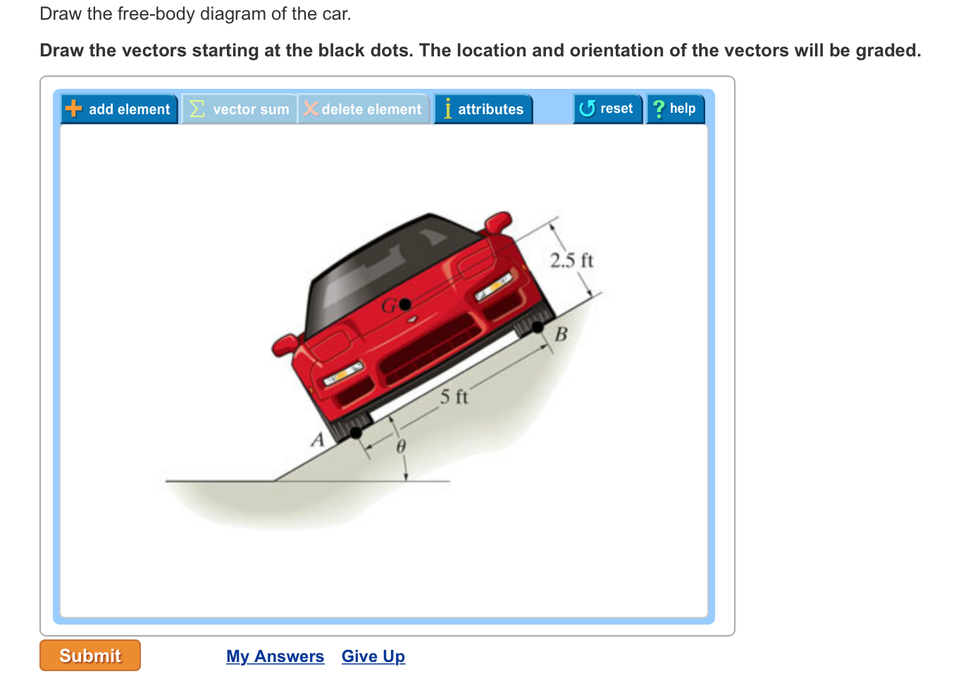 Solved Draw The Freebody Diagram Of The Car. Draw The Ve...