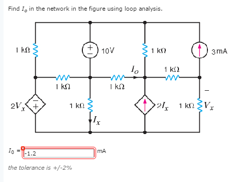 Solved Find Io In The Network In The Figure Using Loop Chegg