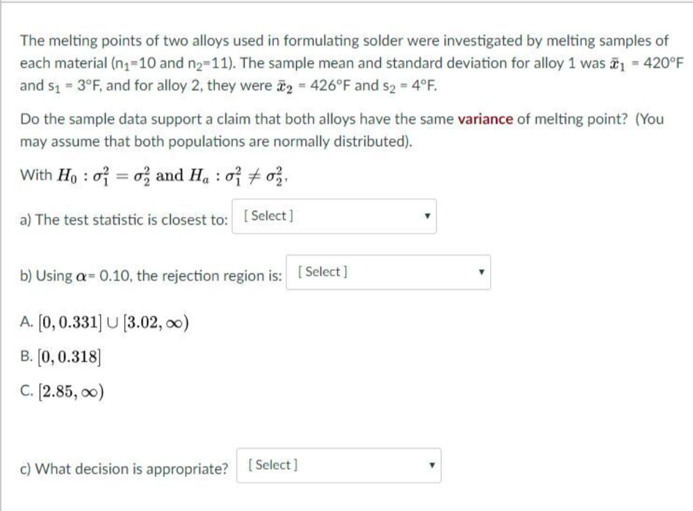 Solved The Melting Points Of Two Alloys Used In Formulating Chegg