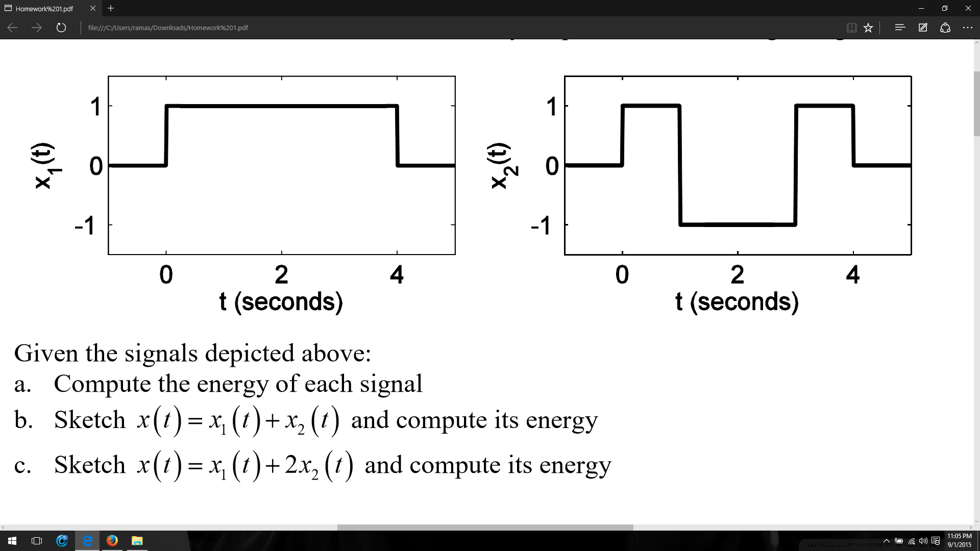 Solved Given The Signals Depicted Above A Compute The Chegg