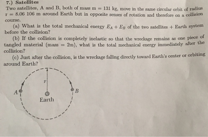 Solved Two Satellites A And B Both Of Mass M Kg Chegg