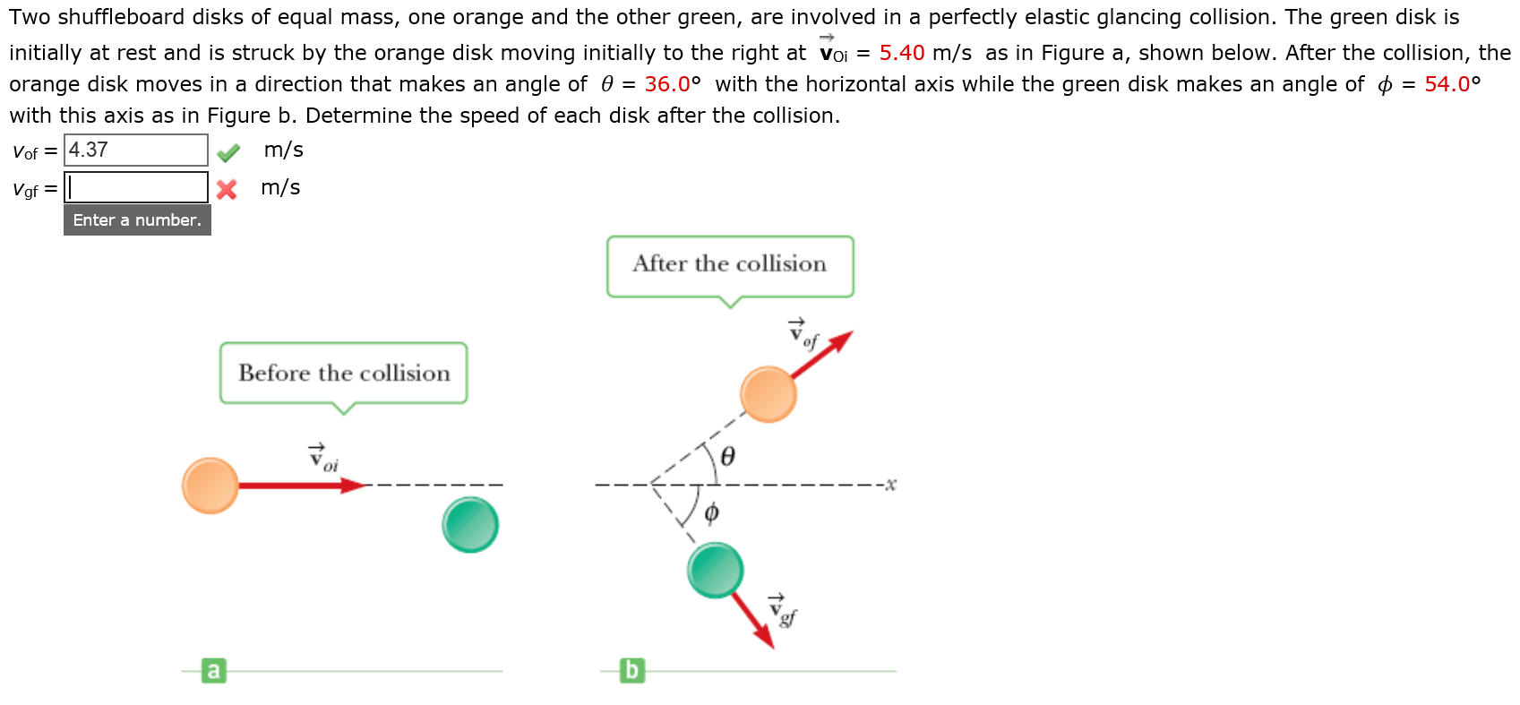 Solved Two Shuffleboard Disks Of Equal Mass One Orange And Chegg