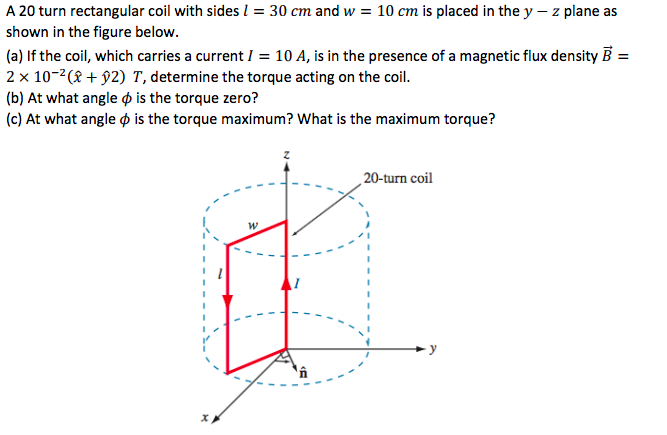 Solved A Turn Rectangular Coil With Sides Cm And W Chegg