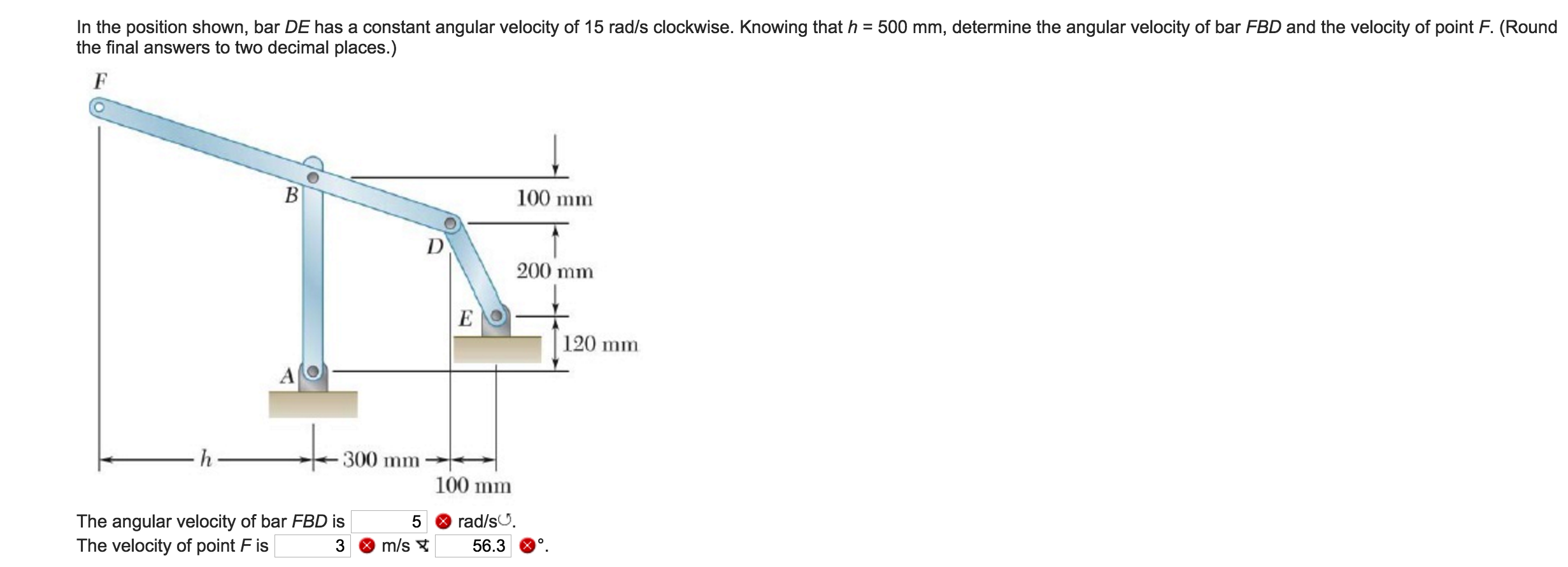Solved In The Position Shown Bar De Has A Constant Angular Chegg