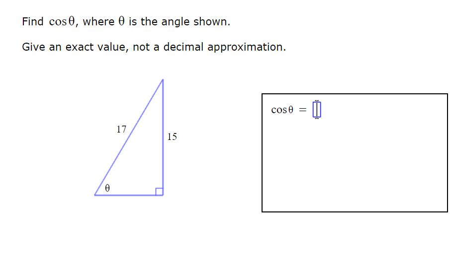 Solved Find Cos Where Is The Angle Shown Give An Exact Chegg