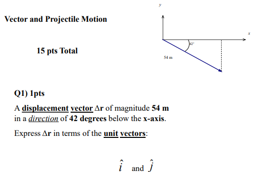 Solved Vector And Projectile Motion 15 Pts Total 54 M A Chegg