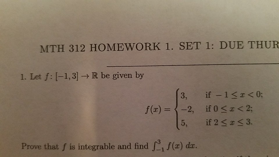 Solved Mth Homework Set Due Thur Let F Chegg