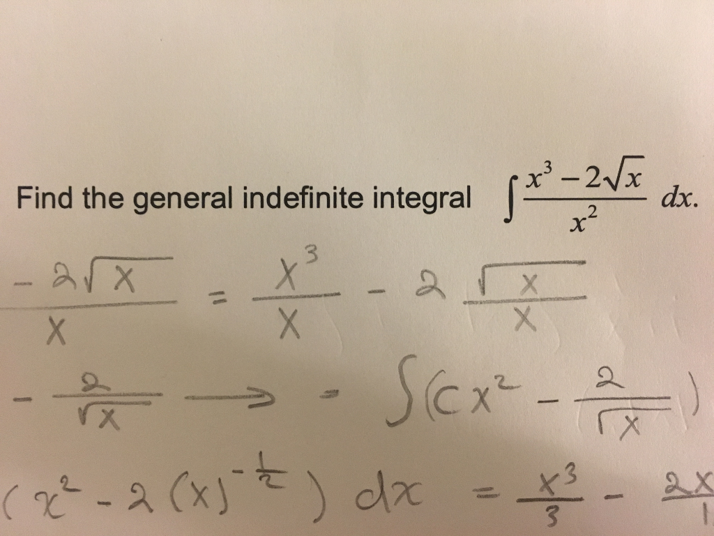 Solved Find The General Indefinite Integral Integral X Chegg