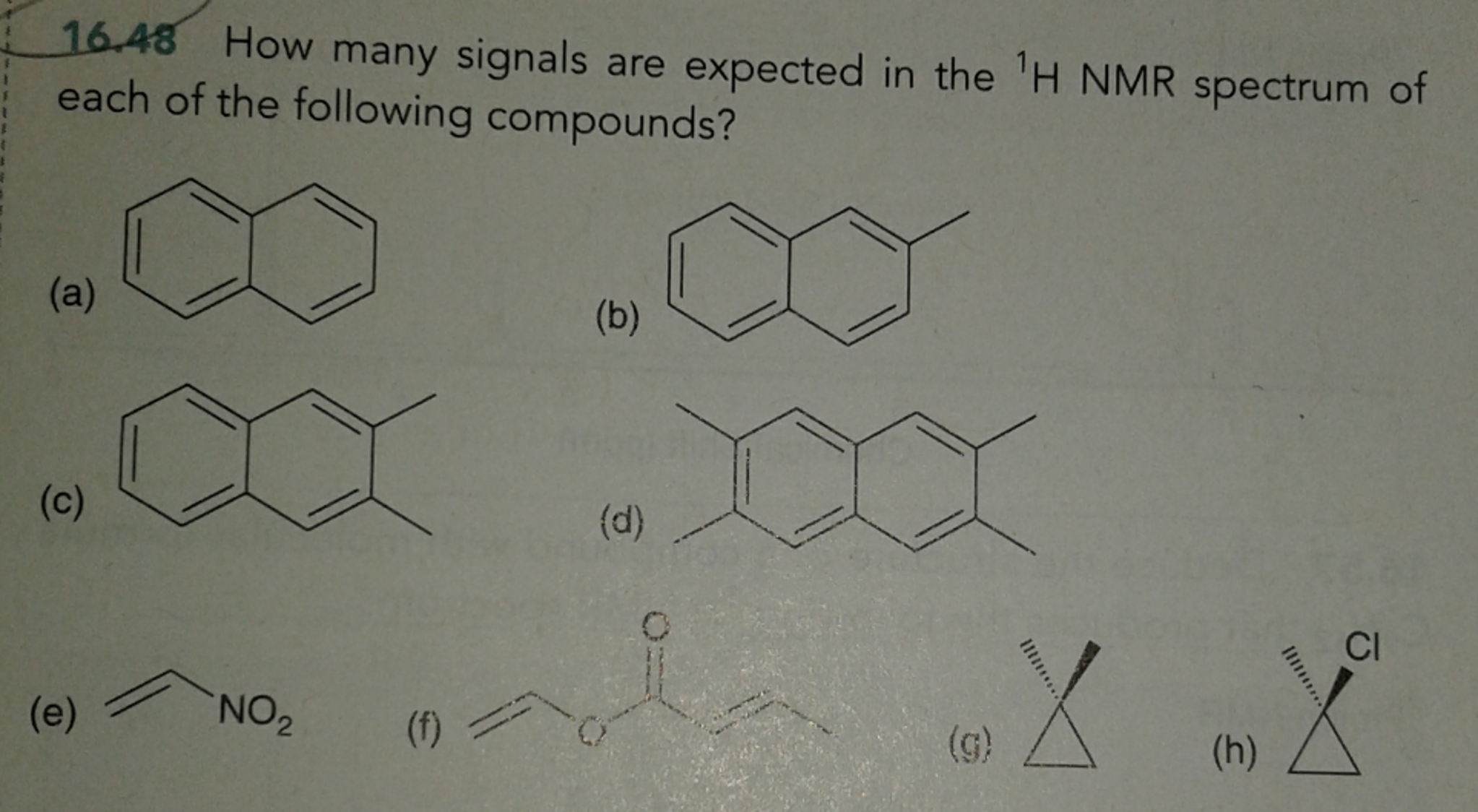 Solved How Many Signals Are Expected In The H Nmr Spectrum Chegg