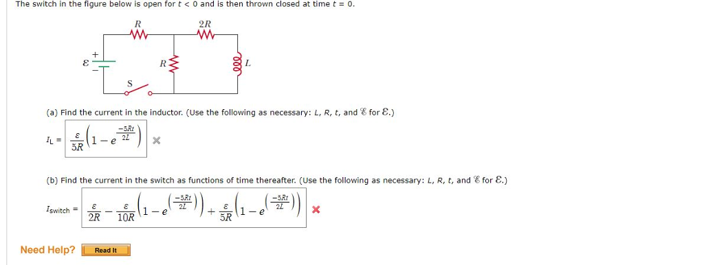 Solved The Switch In The Figure Below Is Open For T And Is Chegg